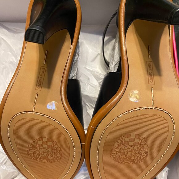 Vince Camuto VC-Frapser Black Leather Peep Toe Heeled Booties – Size 7M - Picture 4 of 7